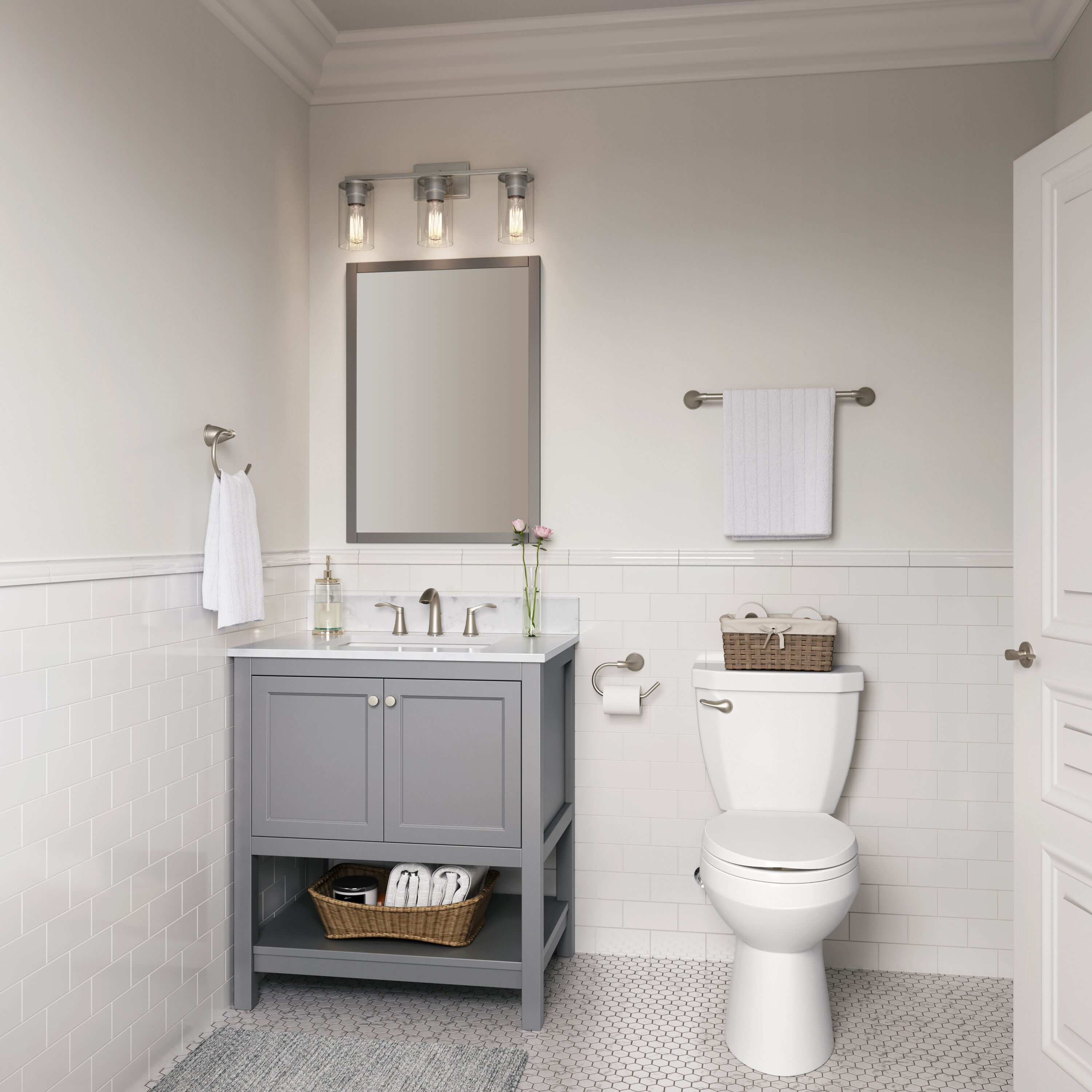 Verlana 3 Light 22 inch Brushed Nickel Bathroom Vanity Light Wall Light